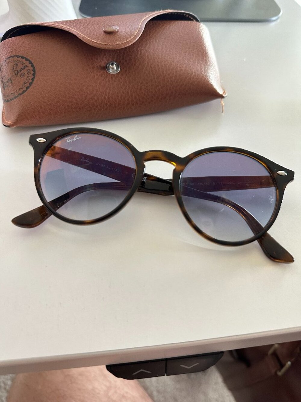 Ray-Bans RB2180 Sunglasses with Case Brown Frame-Blue